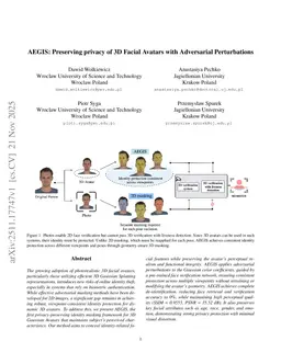 AEGIS: Preserving privacy of 3D Facial Avatars with Adversarial Perturbations