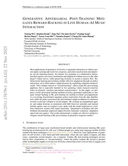 Generative Adversarial Post-Training Mitigates Reward Hacking in Live Human-AI Music Interaction