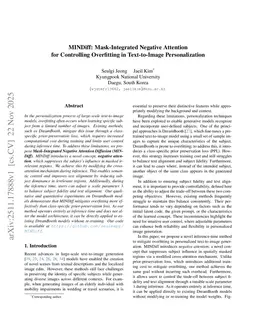 MINDiff: Mask-Integrated Negative Attention for Controlling Overfitting in Text-to-Image Personalization