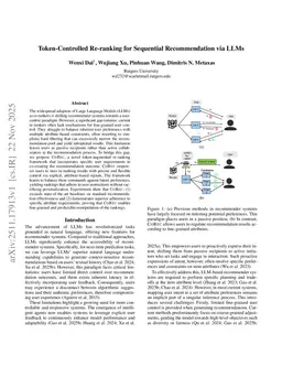 Token-Controlled Re-ranking for Sequential Recommendation via LLMs