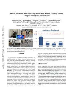Switch-JustDance: Benchmarking Whole Body Motion Tracking Policies Using a Commercial Console Game