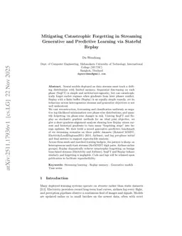 Mitigating Catastrophic Forgetting in Streaming Generative and Predictive Learning via Stateful Replay
