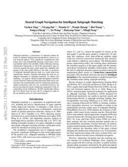Neural Graph Navigation for Intelligent Subgraph Matching