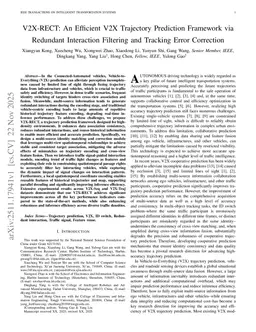 V2X-RECT: An Efficient V2X Trajectory Prediction Framework via Redundant Interaction Filtering and Tracking Error Correction