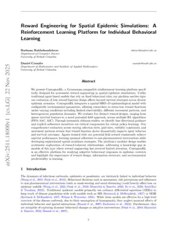 Reward Engineering for Spatial Epidemic Simulations: A Reinforcement Learning Platform for Individual Behavioral Learning