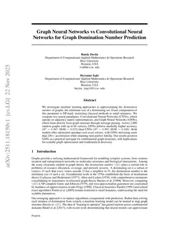 Graph Neural Networks vs Convolutional Neural Networks for Graph Domination Number Prediction