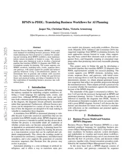 BPMN to PDDL: Translating Business Workflows for AI Planning