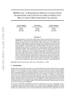 MOMA-AC: A preference-driven actor-critic framework for continuous multi-objective multi-agent reinforcement learning