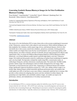 Generating Synthetic Human Blastocyst Images for In-Vitro Fertilization Blastocyst Grading