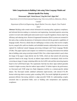 Table Comprehension in Building Codes using Vision Language Models and Domain-Specific Fine-Tuning