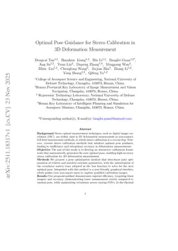 Optimal Pose Guidance for Stereo Calibration in 3D Deformation Measurement