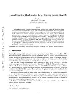 Crash-Consistent Checkpointing for AI Training on macOS/APFS