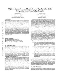 KGpipe: Generation and Evaluation of Pipelines for Data Integration into Knowledge Graphs