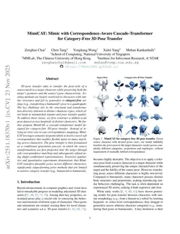 MimiCAT: Mimic with Correspondence-Aware Cascade-Transformer for Category-Free 3D Pose Transfer