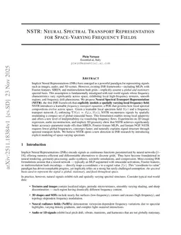 NSTR: Neural Spectral Transport Representation for Space-Varying Frequency Fields