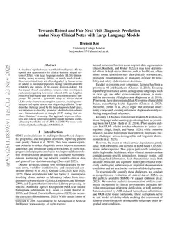 Towards Robust and Fair Next Visit Diagnosis Prediction under Noisy Clinical Notes with Large Language Models