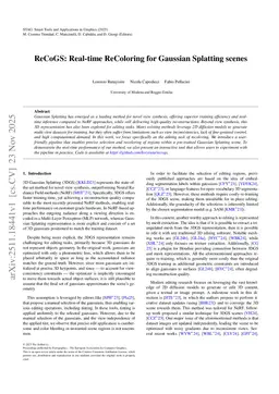 ReCoGS: Real-time ReColoring for Gaussian Splatting scenes