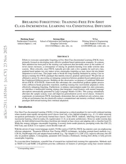 Breaking Forgetting: Training-Free Few-Shot Class-Incremental Learning via Conditional Diffusion