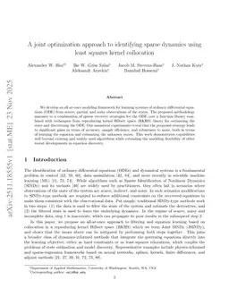A joint optimization approach to identifying sparse dynamics using least squares kernel collocation