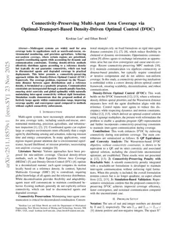 Connectivity-Preserving Multi-Agent Area Coverage via Optimal-Transport-Based Density-Driven Optimal Control (D2OC)