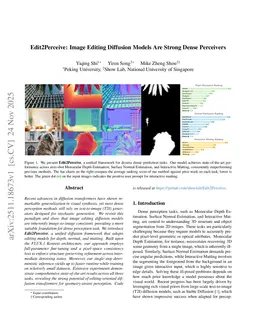 Edit2Perceive: Image Editing Diffusion Models Are Strong Dense Perceivers