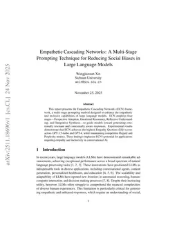 Empathetic Cascading Networks: A Multi-Stage Prompting Technique for Reducing Social Biases in Large Language Models