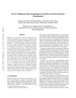 EVCC: Enhanced Vision Transformer-ConvNeXt-CoAtNet Fusion for Classification