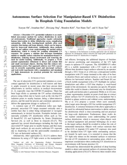 Autonomous Surface Selection For Manipulator-Based UV Disinfection In Hospitals Using Foundation Models