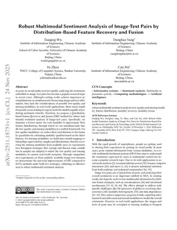 Robust Multimodal Sentiment Analysis of Image-Text Pairs by Distribution-Based Feature Recovery and Fusion
