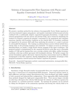 Solution of Incompressible Flow Equations with Physics and Equality Constrained Artificial Neural Networks