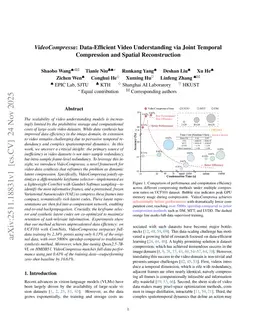 VideoCompressa: Data-Efficient Video Understanding via Joint Temporal Compression and Spatial Reconstruction