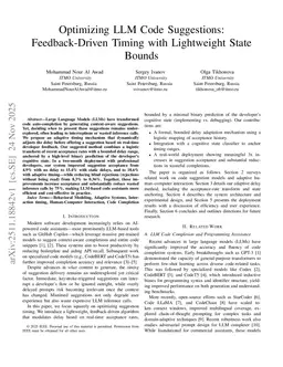 Optimizing LLM Code Suggestions: Feedback-Driven Timing with Lightweight State Bounds