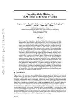 Cognitive Alpha Mining via LLM-Driven Code-Based Evolution