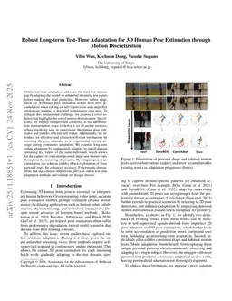 Robust Long-term Test-Time Adaptation for 3D Human Pose Estimation through Motion Discretization