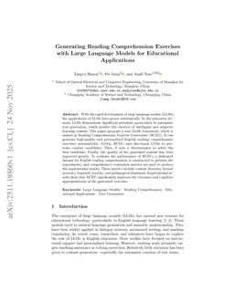 Generating Reading Comprehension Exercises with Large Language Models for Educational Applications