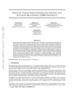 Parallel Vision Token Scheduling for Fast and Accurate Multimodal LMMs Inference