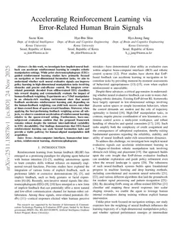 Accelerating Reinforcement Learning via Error-Related Human Brain Signals