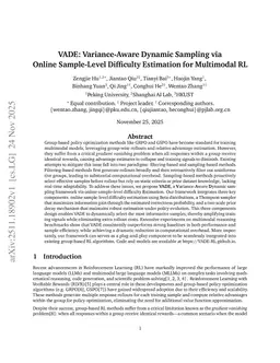 VADE: Variance-Aware Dynamic Sampling via Online Sample-Level Difficulty Estimation for Multimodal RL