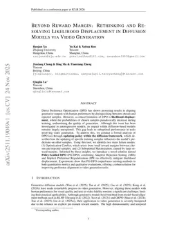 Beyond Reward Margin: Rethinking and Resolving Likelihood Displacement in Diffusion Models via Video Generation