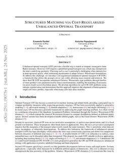 Structured Matching via Cost-Regularized Unbalanced Optimal Transport