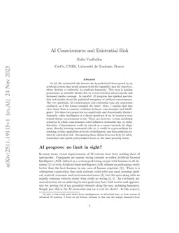 AI Consciousness and Existential Risk