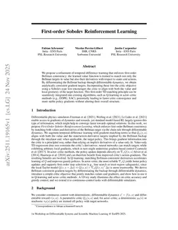 First-order Sobolev Reinforcement Learning