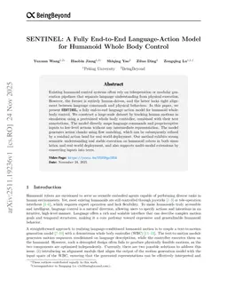 SENTINEL: A Fully End-to-End Language-Action Model for Humanoid Whole Body Control