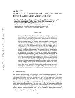 AutoEnv: Automated Environments for Measuring Cross-Environment Agent Learning