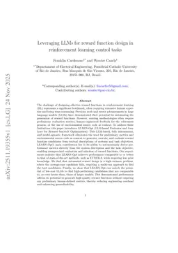 Leveraging LLMs for reward function design in reinforcement learning control tasks