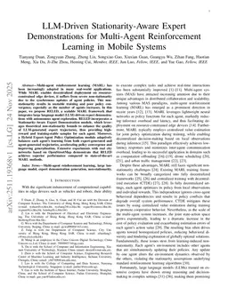 LLM-Driven Stationarity-Aware Expert Demonstrations for Multi-Agent Reinforcement Learning in Mobile Systems