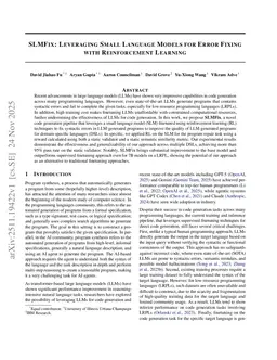 SLMFix: Leveraging Small Language Models for Error Fixing with Reinforcement Learning