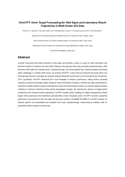 OmniTFT: Omni Target Forecasting for Vital Signs and Laboratory Result Trajectories in Multi Center ICU Data