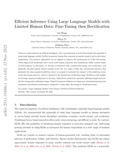 Efficient Inference Using Large Language Models with Limited Human Data: Fine-Tuning then Rectification