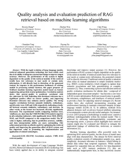 Quality analysis and evaluation prediction of RAG retrieval based on machine learning algorithms